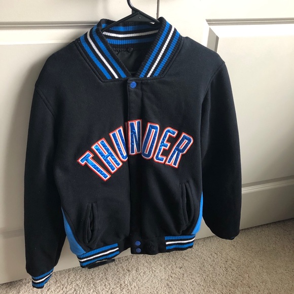 REVERSIBLE OKC THUNDER MENS BOMBER JACKET - Picture 2 of 7